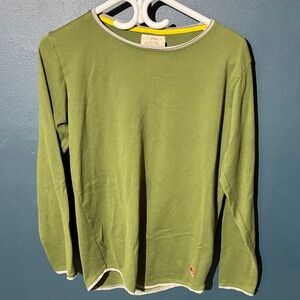 Superdry Olive Crewneck Waffle Knit Henley Sweater